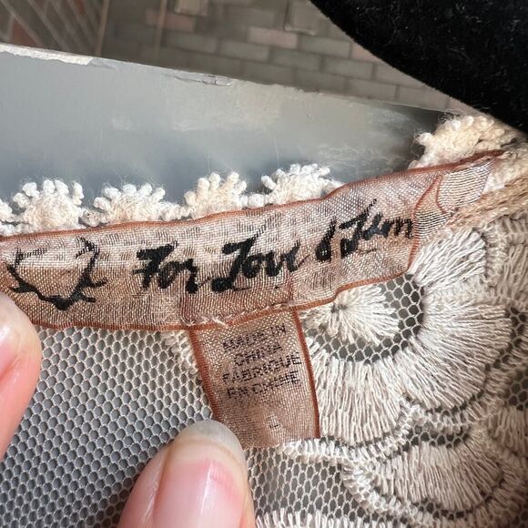 For Love & Lemons 'Salud' Nude Embroidered Mesh Mini Dress Size L - Picture 6 of 8